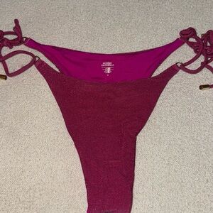 Monday Swimwear Hanalei Bottom - Fuchsia Berry Shimmer - Size Medium